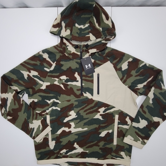Under Armour Microfleece 1/4 Zip Hoodie Camo Pullover Men’s Size Medium New
